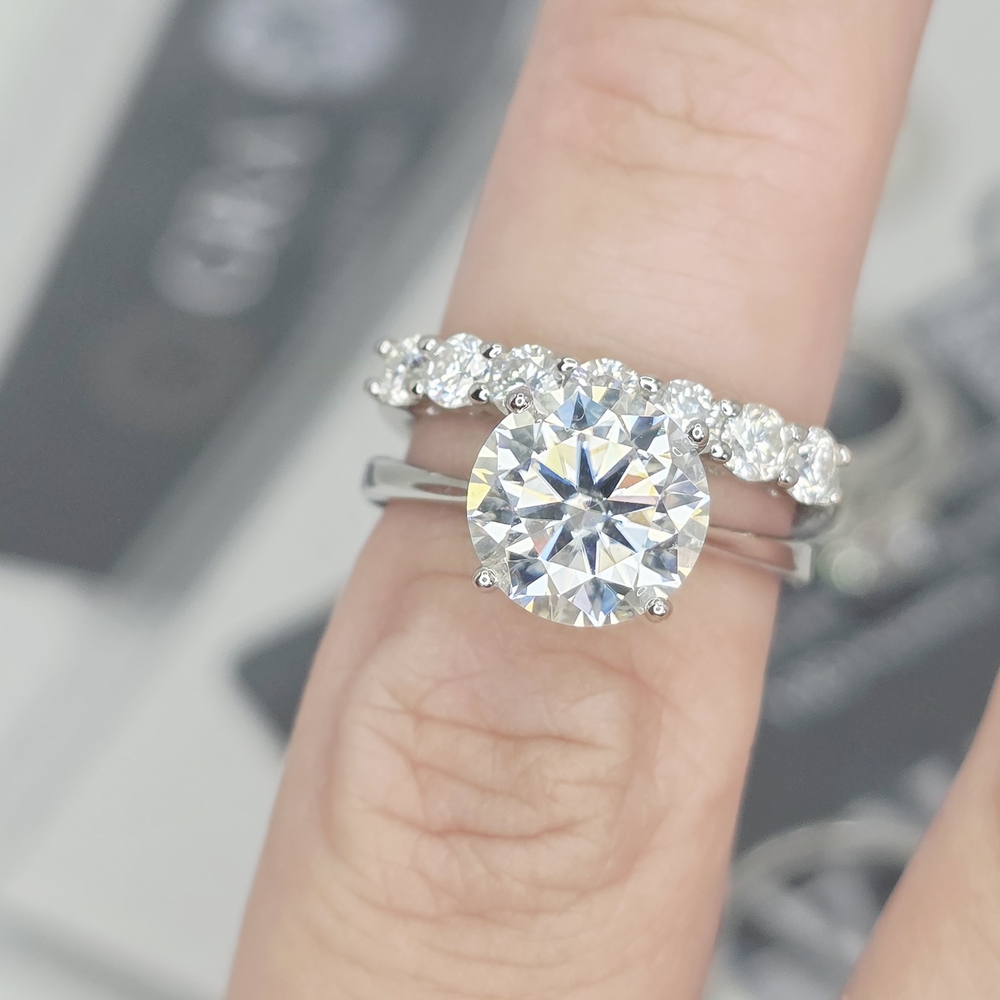 Authentic Moissanite Diamond Ring Set. Bridal, Engagement, Promise , Proposal.